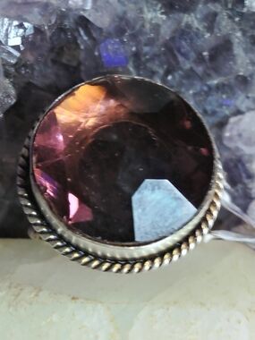 NWT-FACETED PINK AMETHYST GEMSTONE STERLING SILVER WOMEN'S RING.6.5-7